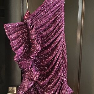 Fashion Nova Shimmering Purple Satin Dress